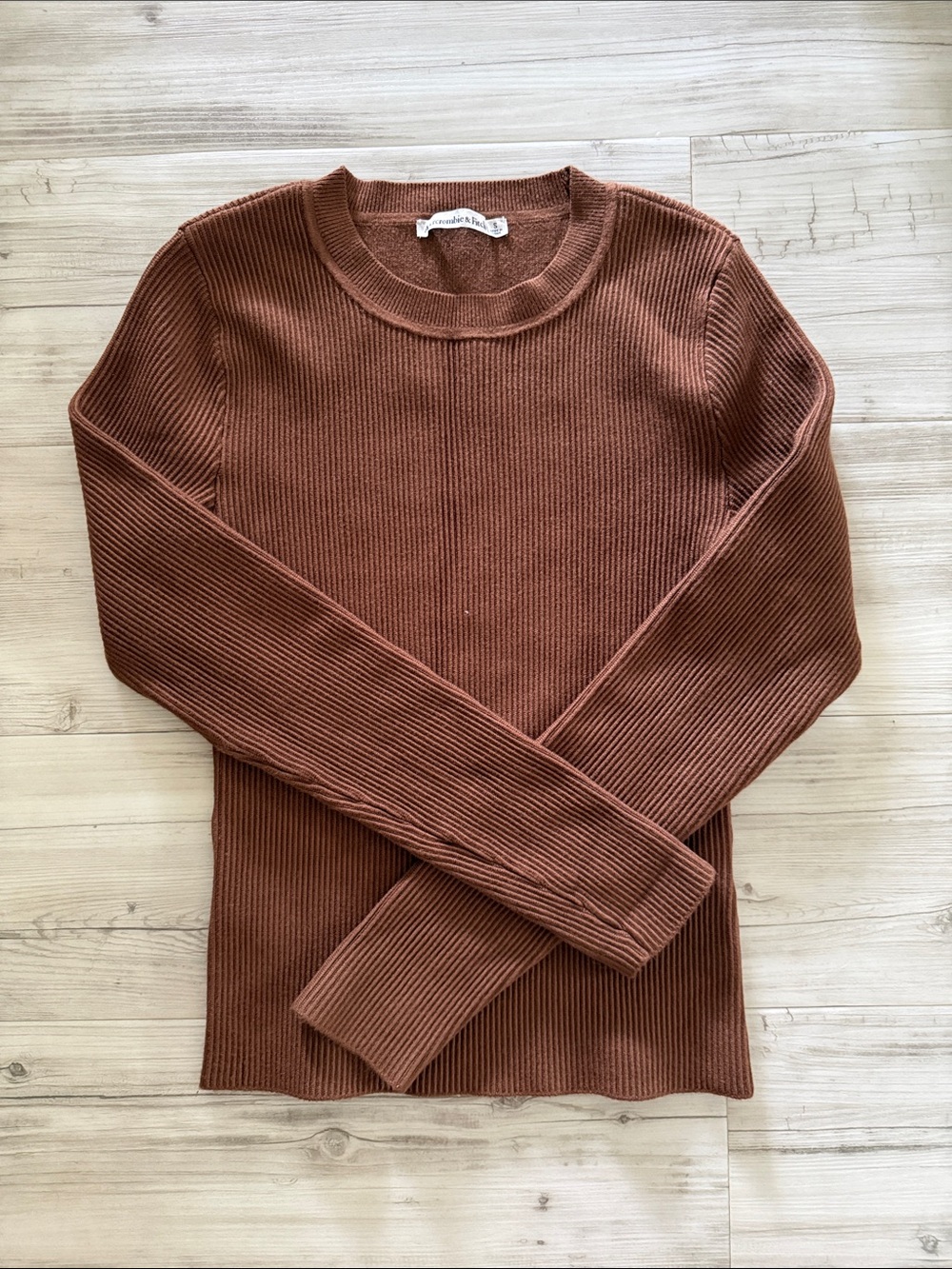 Abercrombie & Fitch Ribbed Crewneck Sweater - Rust Brown